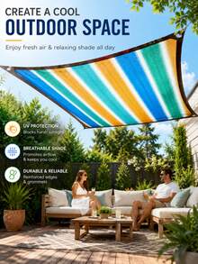 1pc UV Protection Shade Net With Eyelets, 7 Sizes Available, Durable & Tear-Resistant, Easy To Install On Balcony, Patio And Swimming Pool, Provides Excellent Shade, Shelter And Privacy Protection - Multicolor - View 7