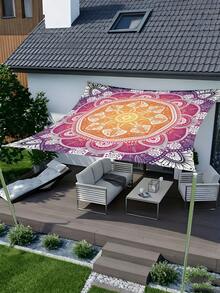 1 buah Kain Pelindung Matahari Cetak Datar 2D Desain Mandala Bohemian, Kain Naungan untuk Berkemah di Luar Ruangan, Kanopi dengan Desain Pola Bunga Geometris Berwarna-warni, Cocok untuk Berbagai Adegan Seperti Taman, Berkemah, Pantai, Tanpa Rangka Penopang - MultiWarna - View 9