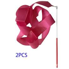 Rhythmic Gymnastics Ribbons, Dance Streamers, Dance Performance Silk Ribbons, Glittering Dance Satin Ribbons With Rotating Baton - Multicolor - View 23