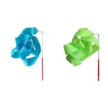 Rhythmic Gymnastics Ribbons, Dance Streamers, Dance Performance Silk Ribbons, Glittering Dance Satin Ribbons With Rotating Baton - Multicolor - View 26