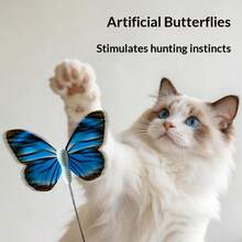 Wireless Electric Cat Toy Stick Smart Motion Butterfly Toy Powerful Desk Suction Cup Hands-Free Cat Self-Entertainment Device Durable And Scratch-Resistant USB Charging Indoor Cat Exercise Toy Simulates Hunting Builds Physical Fitness - 查看 3