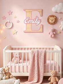 1pc Personalized Wooden Double-Layer Customized Name Decor, Laser Cut Cursive Font Door Wall Plaque, Multiple Colors Available, Suitable For Bedroom, Living Room, Wedding And Housewarming Gift, Valentine's Day Decoration Carving, High Quality Customization, Exclusive Unique Gift - Rainbow Colors - View 4