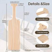 Falikoco 15 Inches Unfinished Wooden Paddle With Smooth Surface, Sorority Paddle Easy To Paint, Greek Paddle With Natural Texture, Fraternity Paddle Premium Solid Pine For Arts And Craft Projects - White - View 3