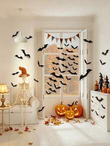 120piezas/60piezas/12piezas Murciélagos Negros 3D Decoraciones de Halloween – Pósteres de Pared Aterradores para Bar – Decoración de Halloween, Artículos Espeluznantes – Decoración del Hogar de Halloween, Recuerdos de Fiesta de Halloween, Pósteres de Pared Inquietantes – Adecuado para Decoración de Fiestas en Interiores y Exteriores, Decoraciones Aterradoras para el Hogar y Ventanas, Fácil de Despegar y Pegar (Sin Residuos), Pegatinas para Botes de Basura de Halloween, Decoración Espeluznante, Imprescindible para Entusiastas del Terror, Acentos de Halloween - A - Ver 8
