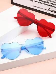 45/20/10pcs Frameless Glasses Set, Includes 5pcs Random Candy Color Heart-Shaped Lens Glasses, Unisex Photo Game Prop Glasses, Suitable For Party Decoration, Outdoor Activities, Daily Outfit Accessories - A - View 5