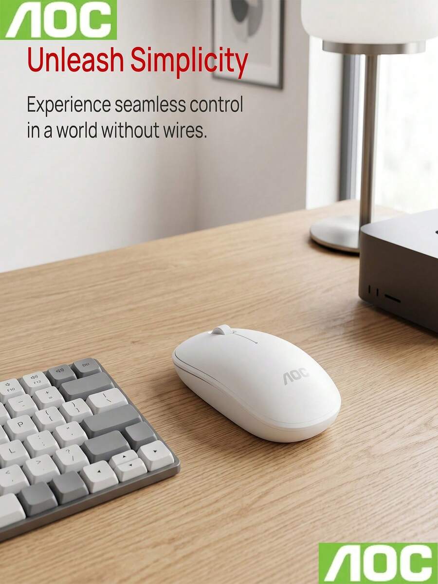 AOC MS200 無線滑鼠 - 靜音操作、時尚設計、輕量光學追蹤、相容於 PC/筆記型電腦/智慧型手機/平板電腦 - 適合辦公與旅行 - 查看 1