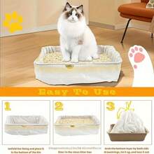 7pcs/1roll Extra Large Cat Litter Box Liners, 37x18 Inch Thickened Drawstring Cat Litter Bags, Heavy Duty Leakproof Liners, Suitable For Automatic And Sifting Litter Boxes - White - View 5