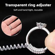 Set Of Transparent Ring Size Adjusters, Invisible Spiral Wrap Adjustable Ring Elastic, Multiple Combinations Available - A - View 1