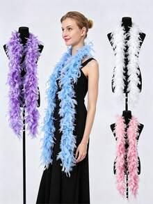 200-Centimeter Ultra-Long And Soft Imitation-Feather Boa, Colorful Feather Scarf, Suitable For Halloween Costumes, Solo Parties, Role-Playing, Clothing, Carnival, Wedding Photo Props, Theme Party Decorations, Reusable Lightweight Plush Accessories - A - View 23