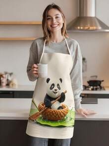 1 pieza, Delantal de poliéster con estampado de gatitos, pandas y hámsters lindos, perfecto para cocinar, hornear y jardinería – ideal para usar en la cocina y el comedor. - Multicolor - Ver 7