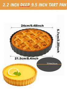 Tart Pan, 2.2 Inch Deep Removable Bottom Quiche Pan, Non-Stick Carbon Steel Pie Pan, Suitable For Tarts, Cakes, Mousse And Quiche - Black - View 6