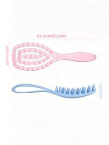 1pc Detangling Comb, Scalp Massage Shampoo Brush With Soft Silicone Bristles, Anti-Dandruff Scalp Exfoliating Brush, Hair Growth Promoting Scalp Massage Brush, Dry & Wet Use Scalp Care Hair Brush, ABS Plastic Handle, Women's Hair Accessory - Multicolor - View 8