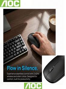 AOC MS200 無線滑鼠 - 靜音操作、時尚設計、輕量光學追蹤、相容於 PC/筆記型電腦/智慧型手機/平板電腦 - 適合辦公與旅行 - 查看 9