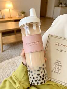 850ml 防摔 PC 材質珍珠奶茶杯，防燙可愛水壺，適用於牛奶、咖啡、茶、果汁等現代簡約飲品，防漏蓋，時尚設計，灰色/粉色/綠色三色可選，適合生日禮物、新年禮物、音樂節禮物、馬拉松能量補給、健身珍珠奶茶伴侶，適用於戶外購物、旅行、露營、運動、徒步、野餐或作為畢業/開學小禮物 - 彩色 - 查看 6