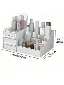 1pc Cosmetic Storage Box With Drawer, Suitable For Vanity, Kitchen Countertop And Bathroom Sink. It Can Also Store Makeup Brushes, Lotions, Lipsticks And Perfumes, Including Storage Compartments For Rings, Pendants, Earrings And Necklaces. This Storage Box Has A Large Capacity And Is Suitable For Use In The Bathroom And Bedroom. - Multicolor - View 2