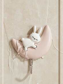 Moon Rabbit Wall Hook Set, Nursery Plush Doll Storage Rack, Baby Room Backpack, Bib And Hat Hanging Storage - Hook Up - View 3