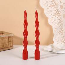 Christmas Red/Pink/Purple/White Spiral Taper Candles 10 Inch Twisted Candlesticks Unscented Ripple Tapered Candles Set For Dinner Table Party Wedding, 4 Pcs - Fine Lines - View 8