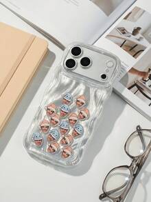 1pc Custom Xmas Hat Face Rattle Phone Case, ABS Plastic Protective Case With Acrylic Floating Portrait Charms, Shakeable Personalized Photo, Nice Christmas Holiday Present - Multicolor - View 6