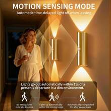 Lampe murale LED à détecteur de mouvement, lampe murale décorative sans fil, éclairage LED de protection des yeux, veilleuse à pile, convient pour le couloir, la salle de bain, la chambre, la cuisine, la décoration de la maison, la décoration du salon - Multicolore - Voir 3