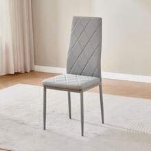 Set Of 2 Stainless Steel Leg Upholstered Dining Chairs - Abu-abu #2 - View 2