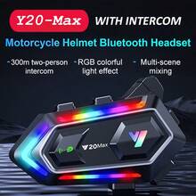 1 pieza Auricular Inalámbrico Premium para Casco de Motocicleta Y20-MAX con Intercomunicador de 300M, IP56 a Prueba de Polvo & Impermeable, Bluetooth 5.3, 25H de Duración de Batería, Activación de Asistente de Voz, Audio HD y Cancelación de Ruido Potente, Apariencia Genial Opción Perfecta para Conducir - Y20-MAX - Ver 1