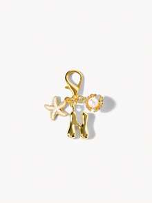 Opalesca 1pc A-Z Alphabet Gold Bubble Letter Cute Pendant Keychain, Shell And Starfish Accessories, Keychain, Ring Bag, Backpack Pendant, Car Pendant - Multicolor - View 5
