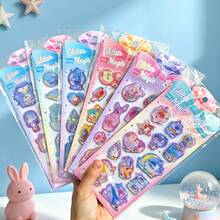 Dreamy Glitter Shaker Stickers, Cartoon 3D Crystal Decals, Scrapbook Decoration Stickers - 彩色 - 查看 9