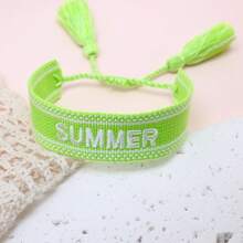 1件 SUMMER 字母手鍊 波西米亞海灘度假風友誼手繩 假日派對海邊旅行禮物 - 青檸色 - 查看 3