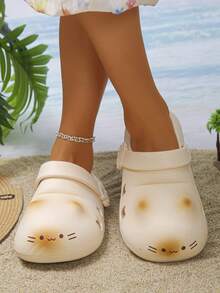 1 Pair Summer Teen Comfortable Outdoor Indoor Non-Slip Beach Fashion Cute Clog Sandals - Beige - View 7