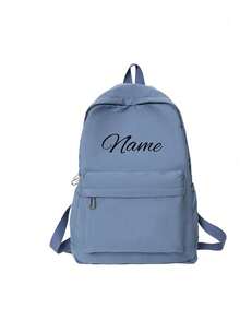 Ransel Kustom, Musim Kembali ke Sekolah, Resleting Nilon, Warna Polos Kasual, Dapat Dicetak Huruf Nama, Perlengkapan Hadiah Natal, Musim Kembali ke Sekolah 2026 - MultiWarna - View 10