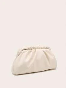 Tas Clutch Wanita Berlipit Motif Awan, Bahan PU Warna Polos, Gaya Vintage, Kapasitas Besar, Modis, Cocok untuk Jalan-jalan dan Pesta - Aprikot - View 2