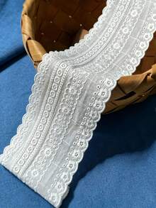 1碼鏤空DIY手工服飾配件白色杏色蕾絲裝飾刺繡裙襬布條縫製家用紡織面料 - 8cm - 查看 7