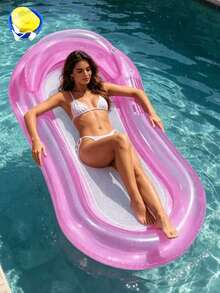 1 pieza Colchoneta flotante inflable, estilo minimalista transparente, con diseño de almohada, degradado de color gelatina, apta para uso en piscina de agua y playa, asiento flotante inflable para descansar, flotador de piscina inflable, bomba de aire se vende por separado - Varios estilos - Ver 18