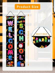 2 Stücke Set "Willkommen zurück in der Schule" Banner, farbenfrohe Klassenzimmer-Türdekoration Schilder, geeignet für Kindergarten, Vorschule, Grundschule, Schulanfang Partyzubehör - A - Übersicht 9