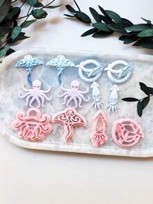 Octopus Squid Whale Flatfish Polymer Clay Cutter Set, Ocean Animals Clay Mold For DIY Earrings, Jewelry Making & Handmade Crafts - Marine Animals - View 2