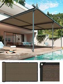 Squishy Soft Grommet Sun Shade Net, Rectangular Shape, Dark Green, Solid Color, Breathable Polyester Fabric, Summer Outdoor Style, Unisex Adult For Patio Balcony Pool, Easy Install With Hemmed Edges, Provides Privacy & Sun Shade - Multicolor - View 7