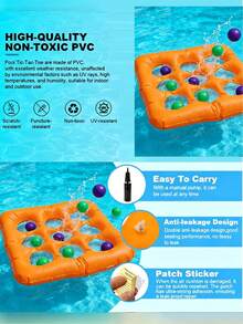 Land And Pool Tic-Tac-Toe Creative Interactive 3x3 Grid Ring Toss Inflatable Water Throwing Toy, Stress Relief Gadget, Made Of Durable PVC Material, Ensures And Long-Lasting Use Whether Playing In The Pool Or Backyard, Compact And Portable, Suitable For Land And Pool Play - Multicolor - View 8
