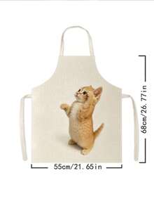 1pc, Cute Kittens, Puppies, And Hamsters Pattern Polyester Apron, Perfect For Cooking, Baking, And Gardening – Great For Kitchen And Dining Wear. - Multicolor - View 11