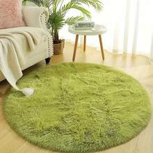 Thickened Round Rug 1 Pc Suitable For Bedroom Modern Fluffy Round Rug, Suitable For Living Room Round Fluffy Rug, Non-Slip Furry Soft Rug, Door Mat Living Room Floor Bedroom - Green - View 12