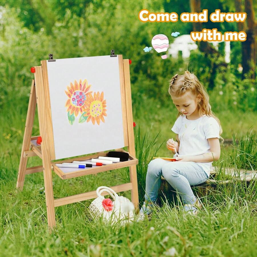 3-In-1 Wooden Art Easel For Kids With Drawing Paper Roll - With Paper Roll - View 1