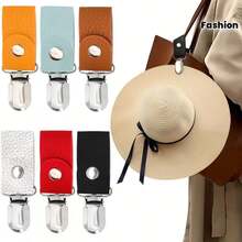 1pc Lychee Textured PU Leather Hat Clip With Glossy Metal Clamp, Secure Grip And Smooth Opening, Compact And Portable For Clipping Hats Or Hanging On Backpacks As A Fashion Accessory, Practical For Daily Use, Exquisite Gift For Outfit Enthusiasts - Multicolor - View 2