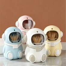 1pc New Astronaut Automatic Pop-Up Toothpick Holder, Creative Cartoon Toothpick Tube For Home, Press To Dispense, Automatic Rebound Retrieval, Dust-Proof Sealed Anti-Dust, Thick Anti-Crack, Rounded Edges For Hands, Cute Astronaut Design, Macaron Multi-Color Options, Yellow Pink Blue Versatile Home Decor Style, Kitchen Dining Table Placement, Living Room Coffee Table Storage, Restaurant Commercial Use - Multicolor - View 8