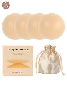 2/4/6Pcs Reusable Ultra Thin Nipple Covers With Pouch Portable Invisible Adhesive Pasties Lingerie Accs,Travel,Summer,Wedding - Multicolor - View 12