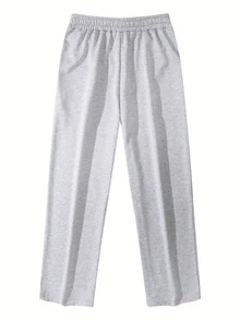 UPTAN | Women's | 1 Piece | Local Shipping | Fashionable Women's Casual Fleece Pants, Autumn Chromatic Tunic Pants, Casual Loose Joggers, Women's Fashion - 灰色 - 查看 2