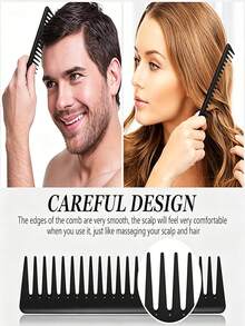 Juego de 6 peines para el cabello, incluye peine de dientes anchos, peine de pulpo, peine de masaje, peine de cardado, peine de cola, peine para bordes y cabello posterior, peine de sección y peinado, peine de salón para rizos, peine desenredante, adecuado para todo tipo de cabello - Negro - Ver 5