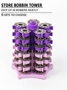 1 pieza Soporte de torre para carretes de hilo de coser, diseño creativo con forma de pagoda, almacenamiento doméstico práctico para carretes de plástico o metal regulares, organizador multifuncional de carretes de hilo de máquina de coser - Multicolor - Ver 1
