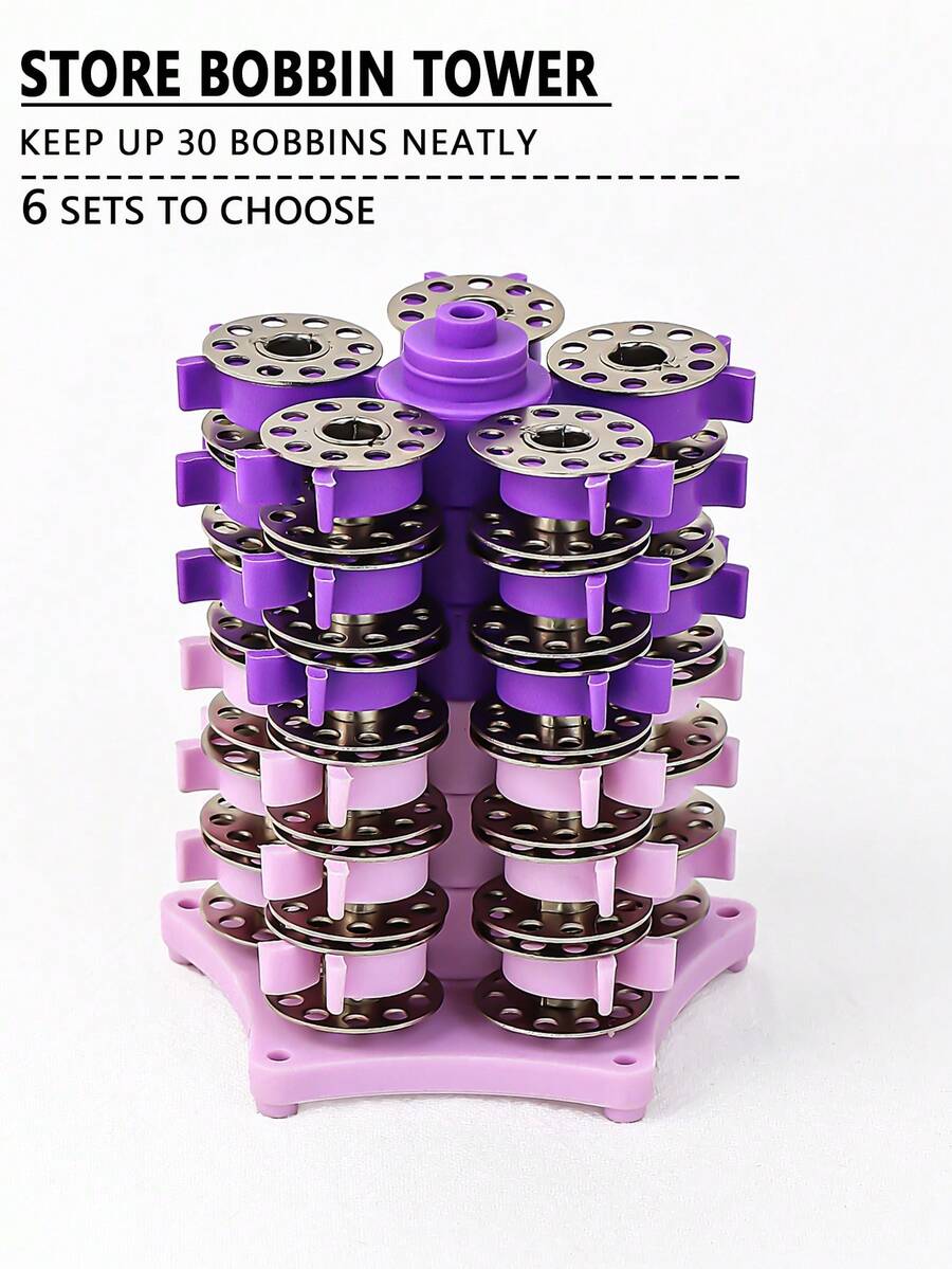 1 pieza Soporte de torre para carretes de hilo de coser, diseño creativo con forma de pagoda, almacenamiento doméstico práctico para carretes de plástico o metal regulares, organizador multifuncional de carretes de hilo de máquina de coser - Multicolor - Ver 1