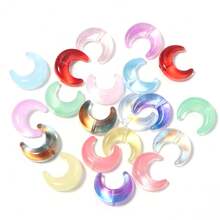 20pcs Transparent Crescent Moon Glass Beads DIY Handmade Jewelry Materials - Colorful Crescent Moon Shaped Glossy Loose Beads, Pastel And Vibrant Color Necklace Phone Charm Accessories Beads - Moon-shaped - View 9