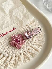 1pc Colorful Dopamine Girl Full Rhinestone Flower Alligator Hair Clip Exquisite Cute Sweet Forehead Fringe Hair Clip For Women,Clips For Hair - Multicolor - View 6
