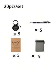 Set de 4/12/20 piezas, regalo de equipo, regalo de aprecio a los empleados, incluye bolígrafo, libreta de bolsillo motivacional, llavero motivacional y bolsa de tela, regalos de oficina adecuados para empleados, voluntarios, enfermeras, maestros, colegas, trabajo en equipo, jubilación y talla grande (Set de 4 piezas = 1 bolígrafo + 1 libreta de bolsillo motivacional + 1 llavero motivacional + 1 bolsa de tela) - Multicolor - Ver 14